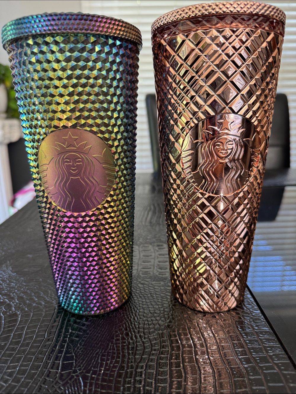 Starbucks Iridescent Studded Tumbler -  1 Purple, Green,  1 rose Gold pair of 2